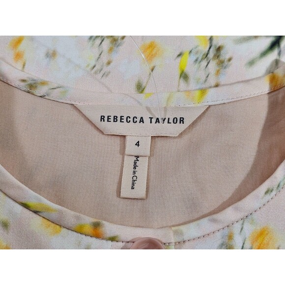 DMS Women's 4 Rebecca Taylor Cotton Ruffle Sleeve Button Down Floral Blouse Top - Picture 7 of 9